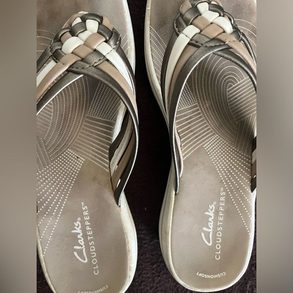 Clarks Cloudsteppers Sandal Metallic Multi Color Women Size 7 - Picture 4 of 7